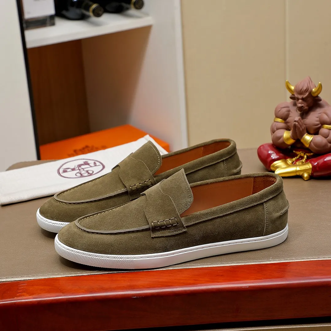 Men's shoes 💰500💰 HERMES Hermès high-end quality original order -Original: imported 🔝Nappa calfskin, frosted cowhide, outer seaming process -Inside: water-dyed cowhide -Outsole: original TPR rubber outsole -Super high quality control·Fine workmanship: High-end, extravagant, and grade) Size: 39-45 (38, 46, can be customized)
